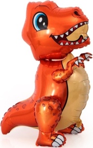 Шар (30''/76 см) Ходячая Фигура, Маленький динозавр, Оранжевый, 1 шт. в упак.