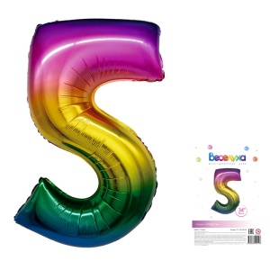К 34 Цифра "5" радуга в упаковке / Five / 1 шт /