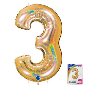 G 40 Цифра "3" Золото голография в упаковке / Three / 1 шт / (Италия)