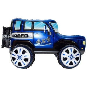 Джип синий / Jeep blue / 1 шт /, Фольгированный шар, надувается воздухом