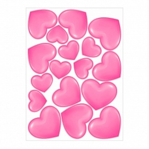 Наклейка оформительская "Сердца розовые"