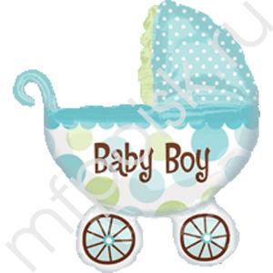 A Фигура Коляска детская голубая P35 71см Х 79см шар фольгированный