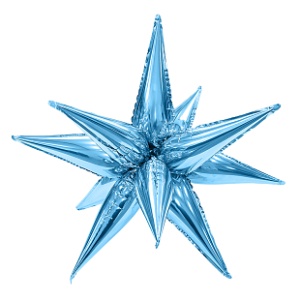 Аг 26 Звезда Составная Холодный голубой / 1шт / инд. упаковка / Фольгированный шар