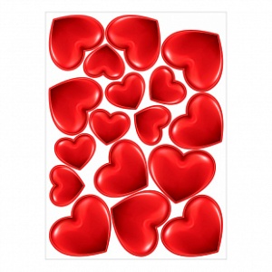 Наклейка оформительская "Сердца красные"