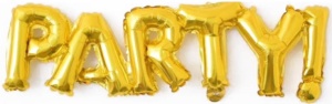 Шар (42''/107 см) Фигура, Надпись "Party", Золото, 1 шт.			 