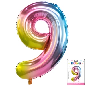 К 40 Цифра 9 Радуга нежный градиент в упаковке / Nine soft gradient / 1 шт /